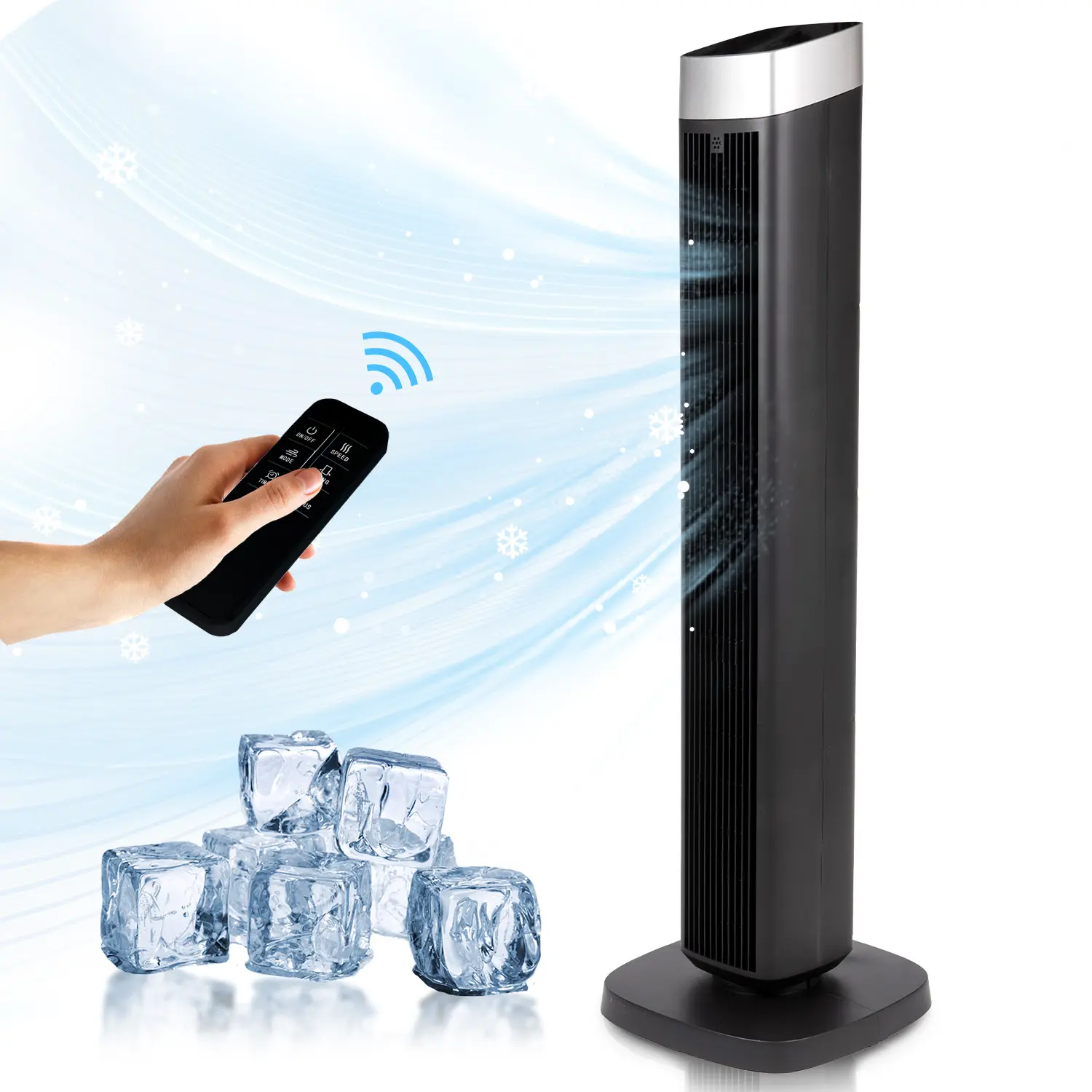 TMWINGS 42 Inch Tower Fan, Powerful Quiet Floor Fan with Remote Control, 120° Oscillating Cooling Fan with 3 Modes & 3 Speeds, LED Display, Ultra Quiet Standing Fan for Bedroom, Home, Office