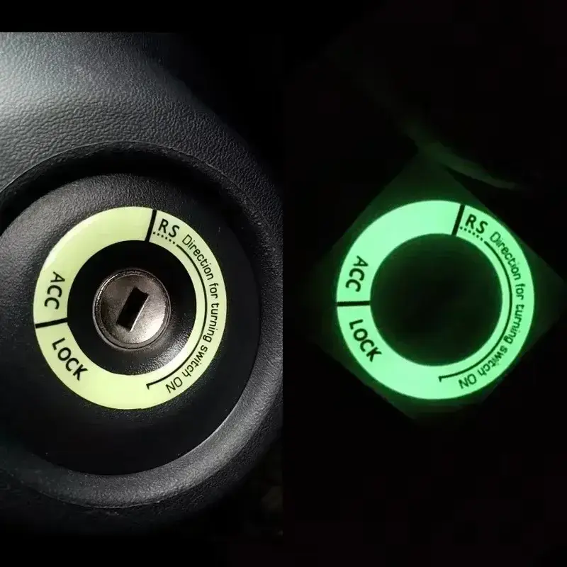 2026 New 1/2pcs Night Luminous Car Ignition Key Ring Stickers Auto Motorcycle 3D Decals Decoration Key Fluorescent Circle