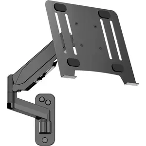 2-in-1 Gas Spring Laptop Wall Mount with Vented Tray for 12"-17" Notebook/13-32" Computer Screen, Full Motion Adjustable Stand Holds 3.3-17.6lbs