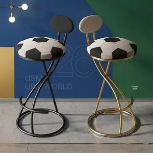 Set of 2 Counter Height Bar Stools, S-Shaped Metal Frame with Football Print Velvet Seat, 36.61 Inch Height for Kitchen Island Home Bar