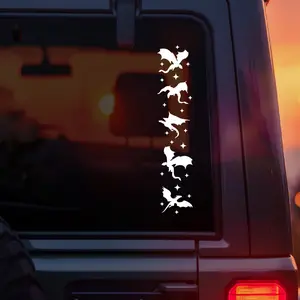 Vertical Flying Dragons with Stars Vinyl Car Decal – Fantasy and Romantasy Sticker for BookTok Readers, Fourth Wing Fans, Dragon Lovers, and Rebecca Yarros Girlies – Waterproof Bookish Decal for Cars, Laptops, Windows, and Magical Accessories