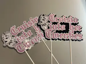 Cruisin into her Twenties Cake topper, Old English Birthday cake topper, LA Style writing, Smile now Cry later cake topper, Pink Old English