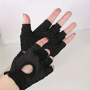 Breathable Mesh Fitness  - Half-Finger, Non-Slip For Outdoor Cycling & Mountaineering, All-Season Polyester Football  Touch Screen Stainless Women's black men Sports Gloves Touchscreen Motocross Pattern Padded Weightlifting Tactical