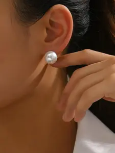 Faux Pearl Decorated Stud Earrings, 1 Pair Fashionable Jewelry Accessories, Fashion Jewelry for Party, Daily Clothing Decor, Trendy All-match & Exquisite Jewelry for Birthday Gift for Women, Ear Studs