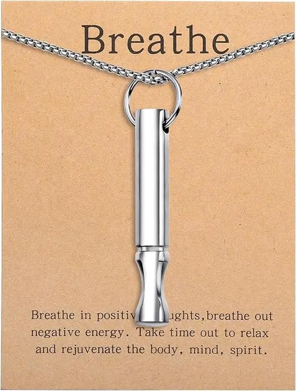 Stainless Steel Mindful Breathing Necklace – Stress Relief & Calm Anxiety Pendant for Women and Men