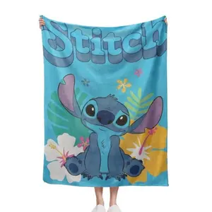 Disney Trending Stitch Lightweight Blanket Cozy Cooling Throw for Air Conditioned Rooms Floral Print 60in x 80in Soft Material