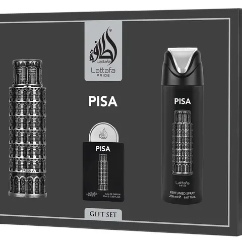 Lattafa Pride Pisa  3 pcs gift set with 100ml EDP + 20ml EDP + 200ml perfumed spray