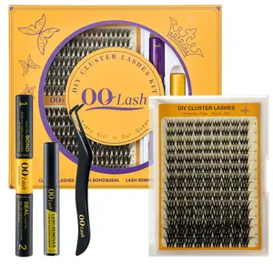 OQ Lash Airy D Curl DIY Eyelash Extension Kit 126PCS Soft PBT Fibers Waterproof Long Lasting with Bond Seal Glue & Remover for Beginners Cosmetic