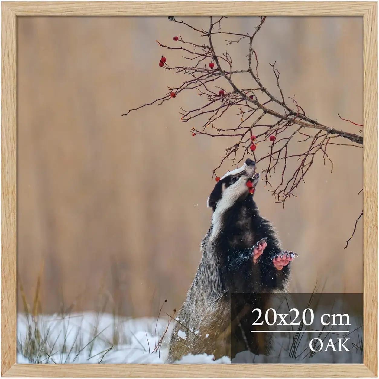 20x20cm Oak Wood Poster Frame, Natural Solid Wood Picture Frame| Polished smooth surface, minimalist design.Easy wall mount, sturdy lightweight, matches all room styles for art display
