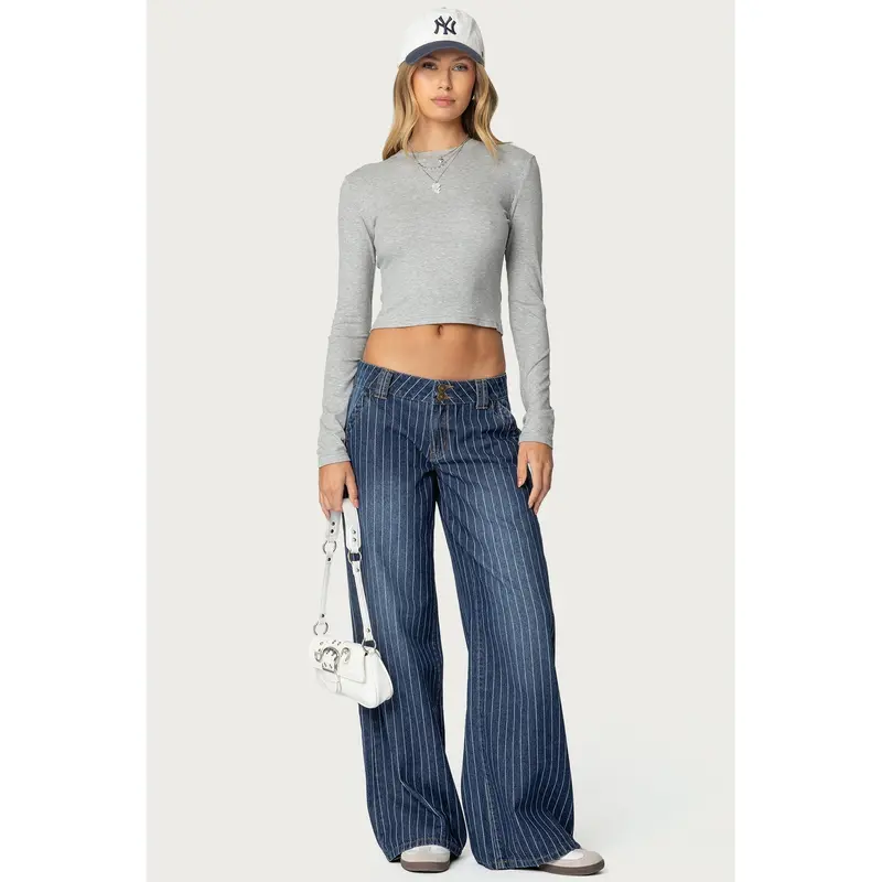Cory Striped Low Rise Baggy Jeans