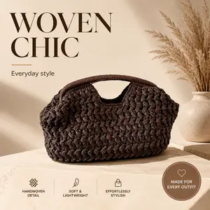 Women's Handmade Woven Bag, 2026 Spring New Arrival, Straw Basket Tote, Elegant Design, High-Quality Beach Vacation Handbag, Bohemian Straw Bag