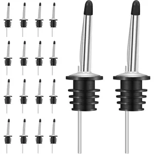 24 Pack Liquor Pour Spouts Set - Stainless Steel Bottle Spout and Liquor Pourers with Dust Caps Covers