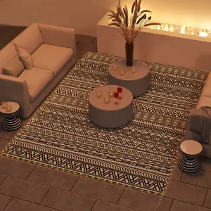 Reversible bohemian outdoor rug with USB lights water and stain resistant comes with carry bag and ground stakes suitable for patio garden and camping use
