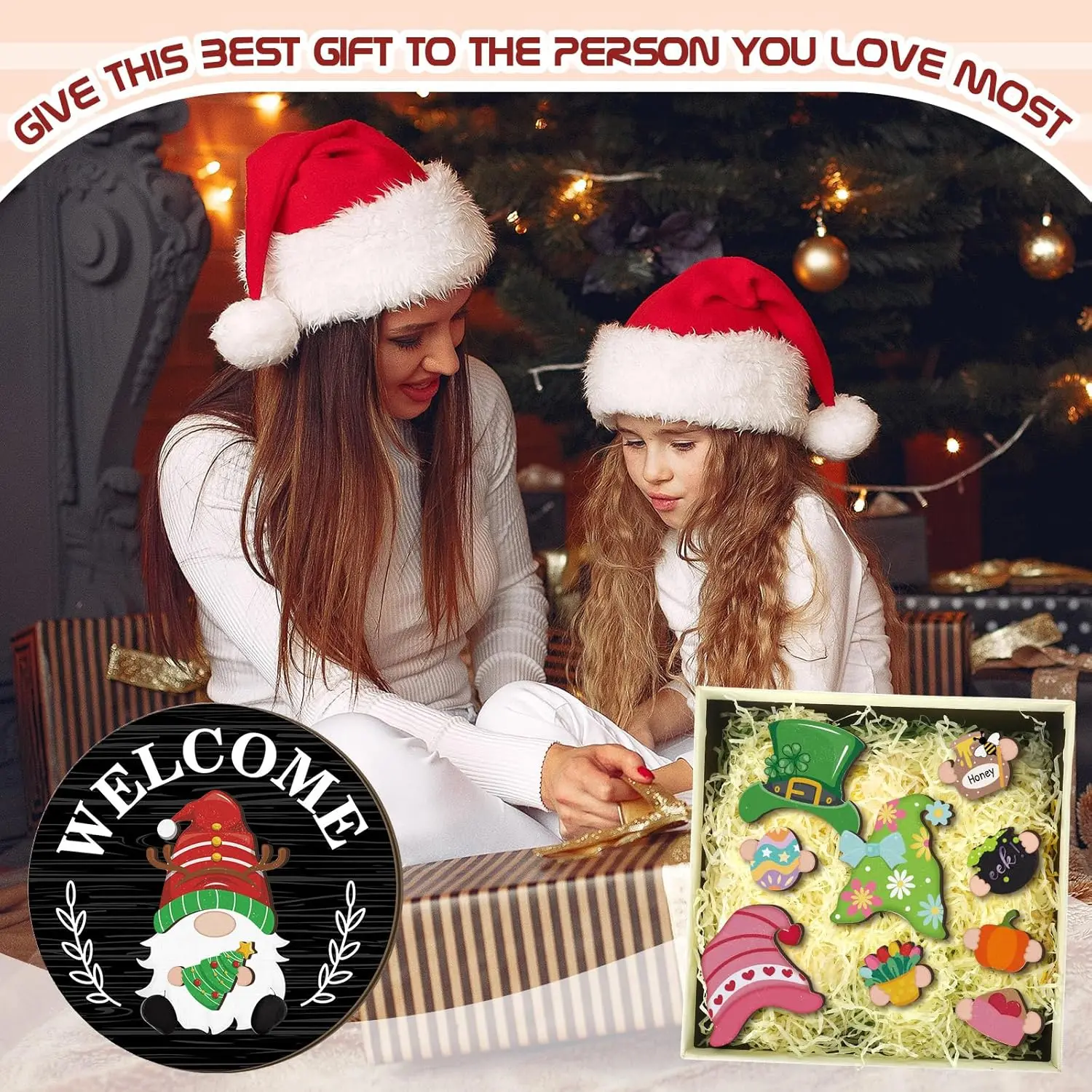 Interchangeable Wooden Gnome Decor Holiday Seasonal Gnome Decorations with Magnet Pieces and Detachable Hats Changeable Welcome Sign for Home(Black Style) Interchangeable Wooden Gnome Decor Holiday Seasonal Gnome Decorations with Magnet Pieces and Detachable Hats Changeable Welcome Sign for Home(Black Style)