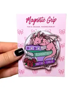 Romantasy Dragon Bookstack Phone Grip, Cute Fantasy Dragon Bookish Griptok, Kawaii Kindle Accessory for BookTok, Fantasy Book Lover Gift