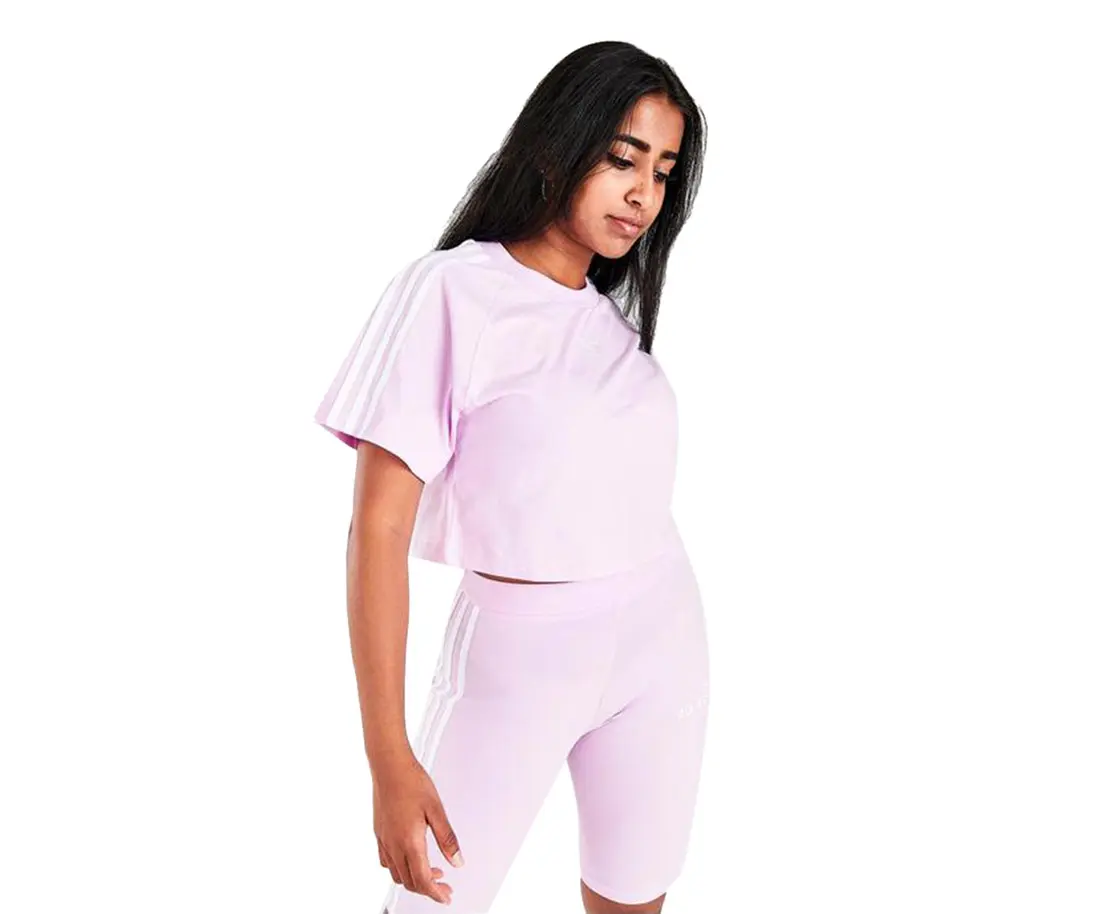 Women's Adidas Short-Sleeve Crop Tee - Casual Lady Sportswear, Athletic Active Top