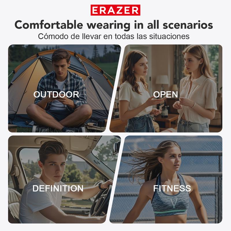 ERAZER XT66Pro OWS Translation Wireless Bluetooth Earphones Support 135 Languages Real Time Bluetooth Translation Earbuds HIFI Sound Quality Light-Weight Headphones Built-in Microphone Support Phone Calls Music AI Chat