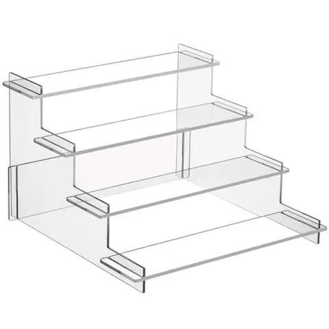 4-Tier Stable Durable Acrylic Display Risers - Multifunctional Organizer Shelf Racks (9.5in x 2.3in x 1.6in), Fits Dresser & Table, for Cologne Stand, Perfume Storage, Room Decor, Mother & Girlfriend Festive Gifts