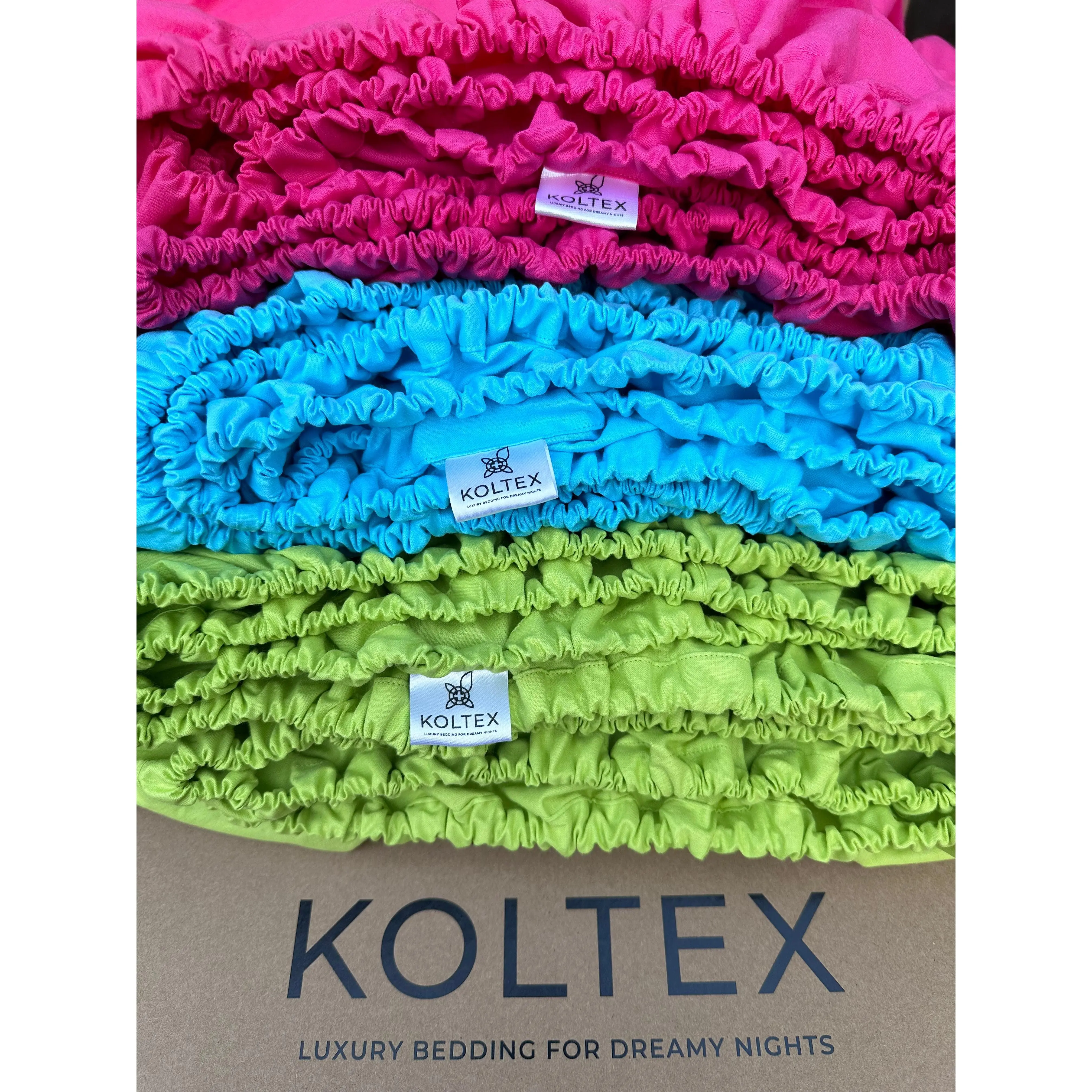 KOLTEX Organic Cotton Fitted Sheets US King Size Soft Breathable Hypoallergenic Eco-Friendly for Dreamy Nights Colored Turkish Fabric