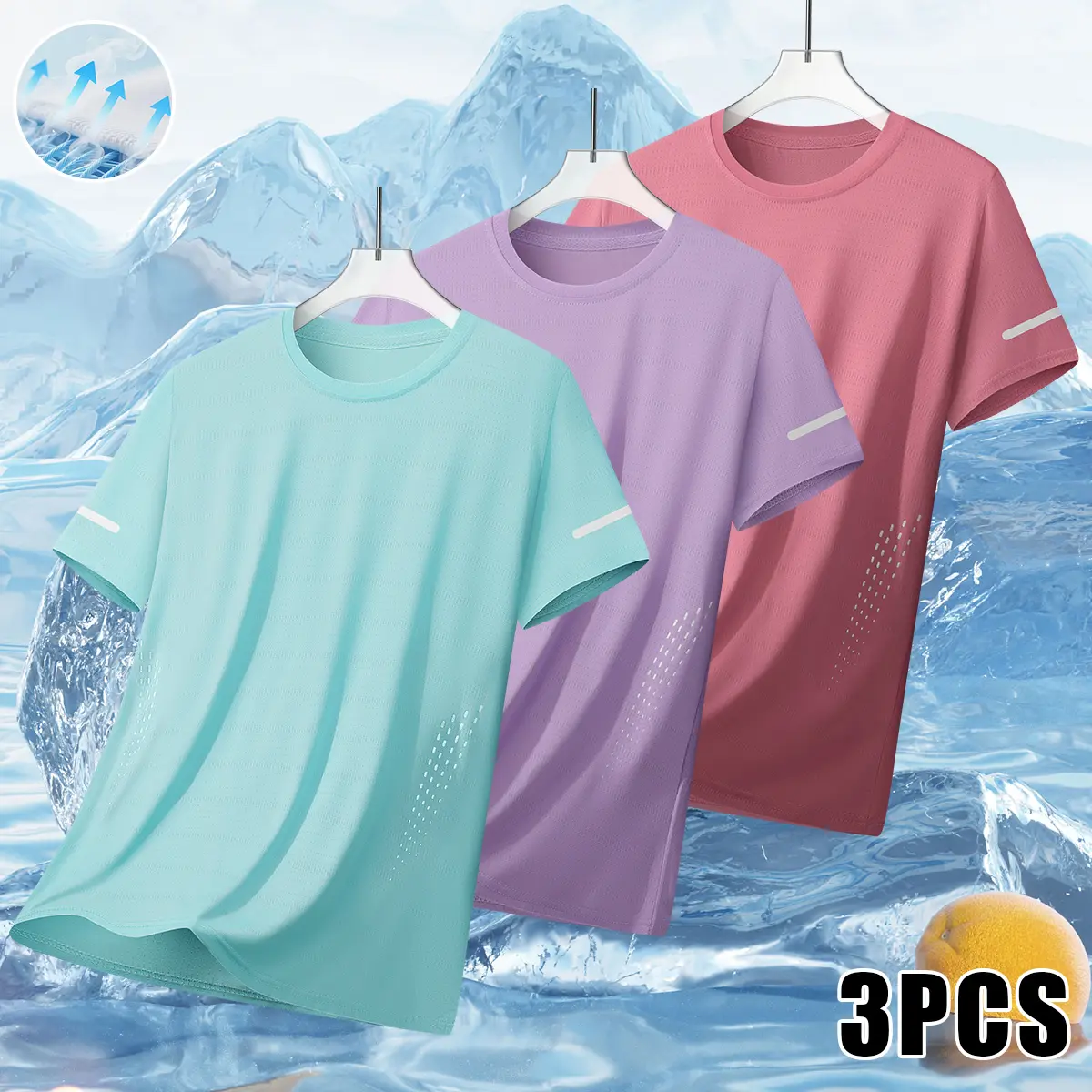 Women's 3-Piece Quick-Dry Activewear Athletic Tops, Breathable Sweat Wicking Casual Athletic Apparel, Polyester Clothes Workout Sets Women with Short Sleeves, Loose High-Stretch Cutout Design, Lightweight Fitness Tops for Running, Yoga