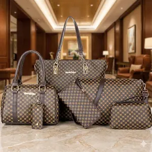 PU Leather Tote Bag Set Large Capacity Crossbody Shoulder Bags Travel Fashion Embossed Soft Durable Adjustable Strap