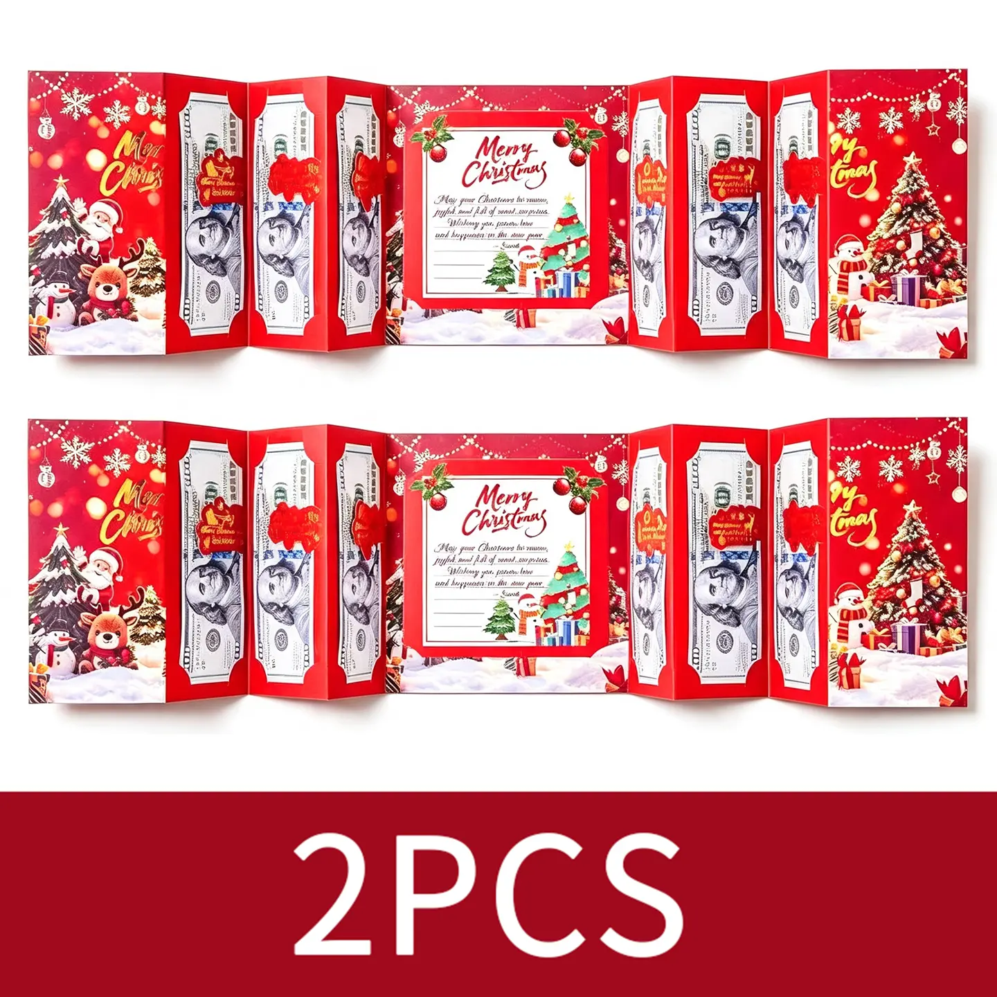 Christmas Cash Gift Envelope 1/2/4pcs , Surprise Money Clip for Men and Women, Cartoon Greeting Card, Fantasy Theme, Money Clip, Creative Cash Gift Wallet, Unique Multifunctional Cash Box for Any Recipient, Cash Envelopes