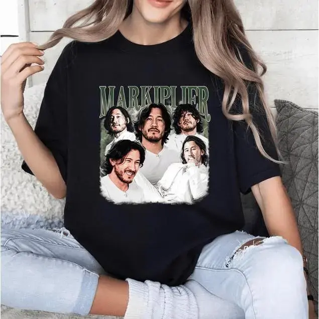 Vintage Markiplier Unisex T-Shirt - Funny Style Cotton Graphic Tee for Outdoor Activities Full Colors, For Men, For Women