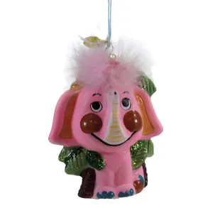 Rainforest Elephant Glass Retro Kitsch Spring Easter Tree Ornament, 1Pc, 5.00In H, Go6478