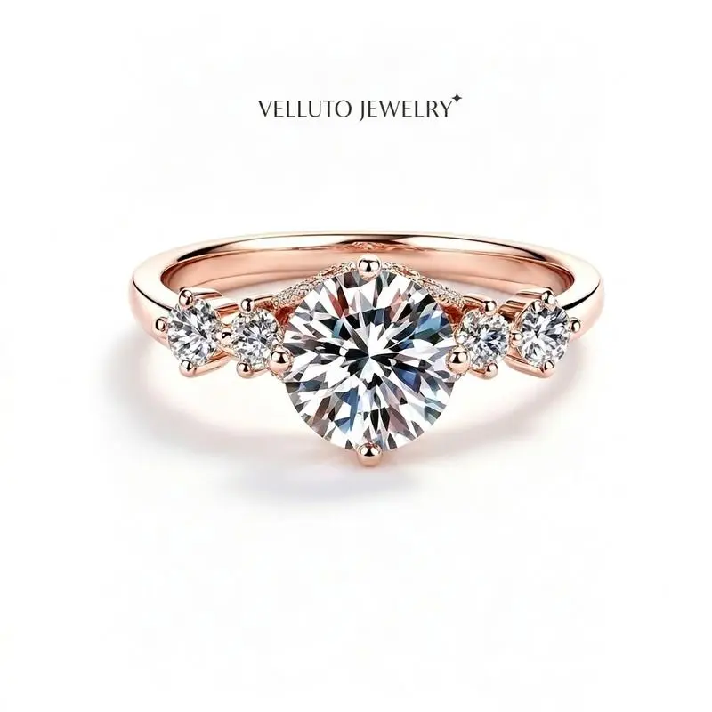 GOLD PLATED MOISSANITE ADJUSTABLE 3.0CTW VVSD Color - Dainty - Special Occasion - Gold Plated Ring