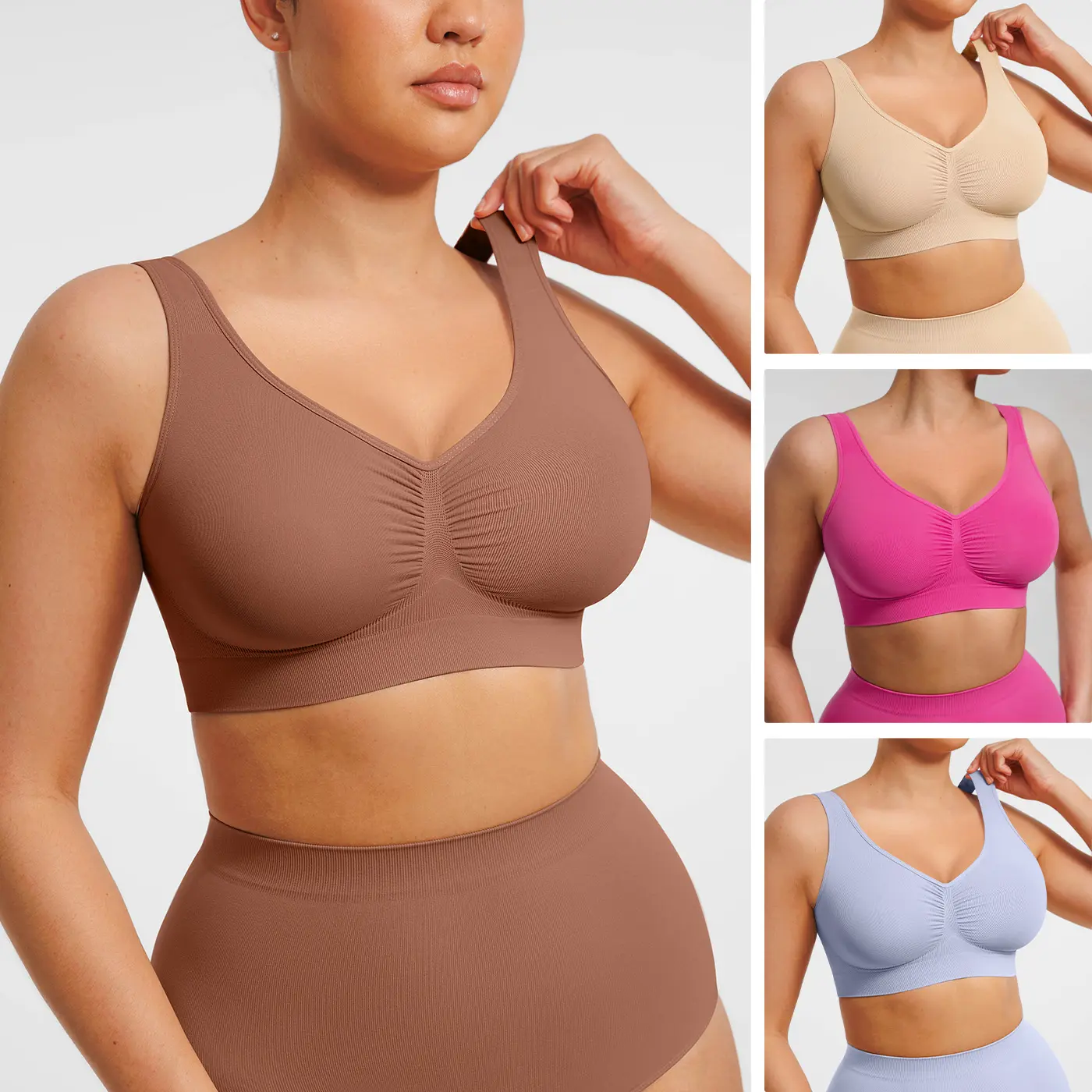 FeelinGirl Wireless Bra Women's Seamless Full Coverage Bra Cozy Wide Shoulder Strap Wireless T-Shirt Bra Comfortable Fit Everyday #SummerVibes