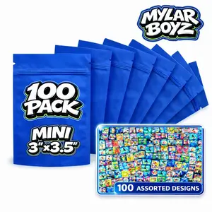100 Pack Mini 3" x 3.5" Foil Bags Bundle Assorted Designs