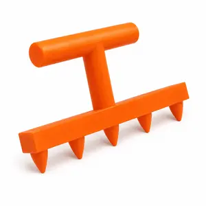Hand Held Garden Dibber Soil Puncher, 5-Hole Precision Seed Planter Tool for Vegetable Flower Seedling Planting, Ergonomic T-Handle Garden Hole Digger for Raised Bed Potted Plants