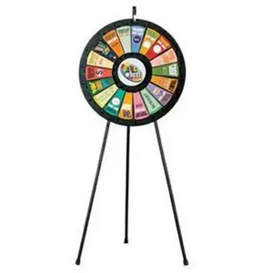212 MAIN Black 18-Slot Floor Stand Prize Wheel Game - 31 in. Diameter, Click Sound, Company Logo - for Home, Festive Party Supplies (Crowd Engagement)