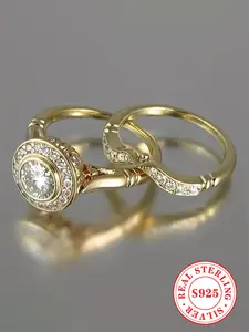 S925 Sterling Silver Fashion Ring Set, Engagement Ring Set, Fashion Jewelry for Party, Daily Clothing Decor, Trendy All-match & Exquisite Jewelry for Birthday Gift Silver Jewelry, Valentine's Day Gifts For Girlfriend