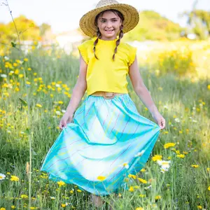 Bestaroo Sunny Lehenga (Sunshine) – Vibrant 100% Cotton Kids Lehenga, Elastic Waist, Wooden Back Buttons – Sizes 2T-10Y