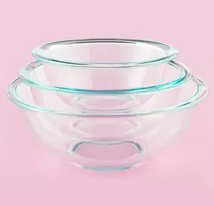 Pyrex Smart Essentials 3-Pack Prepware Mixing Bowl Set (1QT, 1.5QT, 2.5QT) Glass Mixing Bowls, Dishwasher, Microwave and Freezer Safe