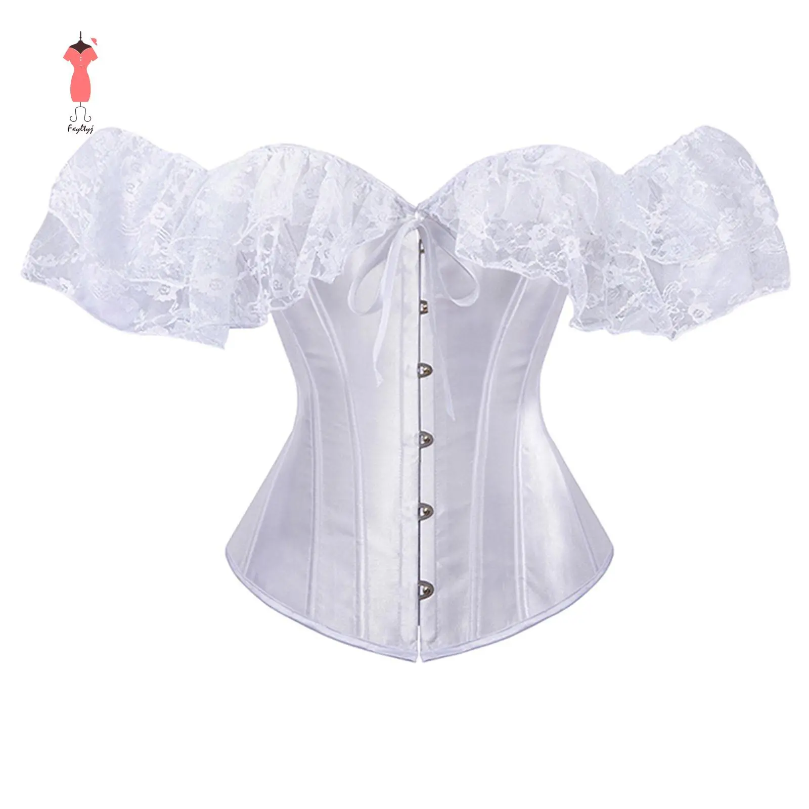 Women's Corset Top, Vintage Off-Shoulder Lace Bustier with Boning and Bow Tie, Court Style Clothes, Lace Bodysuits, Corset Tops