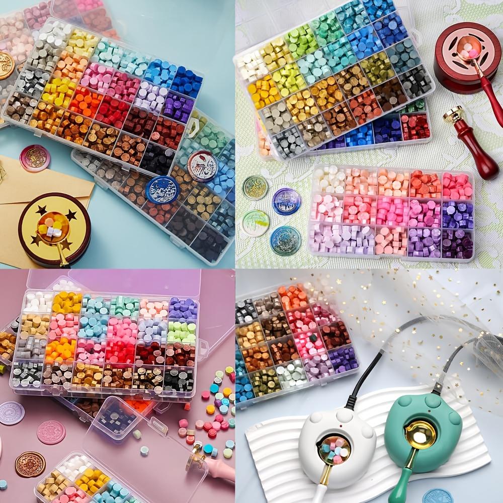 24-color sealing wax beads, sealed wax beads, various colors, used for wax seal stamps, hexagonal wax sealing beads, suitable for wedding invitations, envelopes, gift cards, and DIY crafts home decor