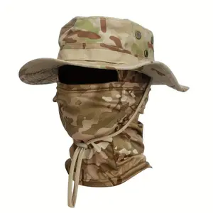 Unisex 2-in-1 Camouflage Boonie Hat with Balaclava, Foldable Wide Brim, Breathable Unisex Clothes, All-Season Outdoor Sun Protection Sports & Outdoor Accessory