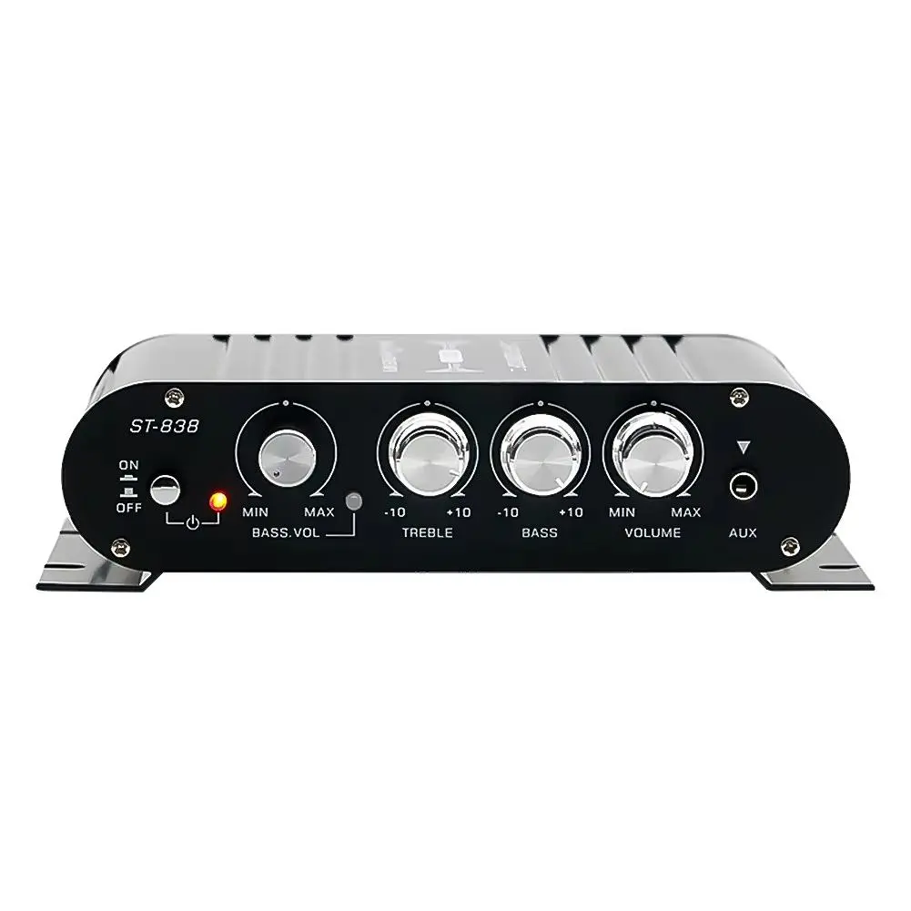 ALLOYSEED ST-838 Hifi 2.1 Channel Power Amplifier Stereo Bass Sound Amp 80W*2 Subwoofer Audio Amplifier Car MP3 Home Amp Mini Media Player with Bass Treble Controls for Smartphones