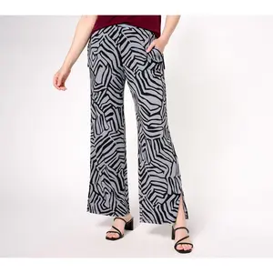 Susan Graver Regular Printed Liquid Knit Pants with Slits