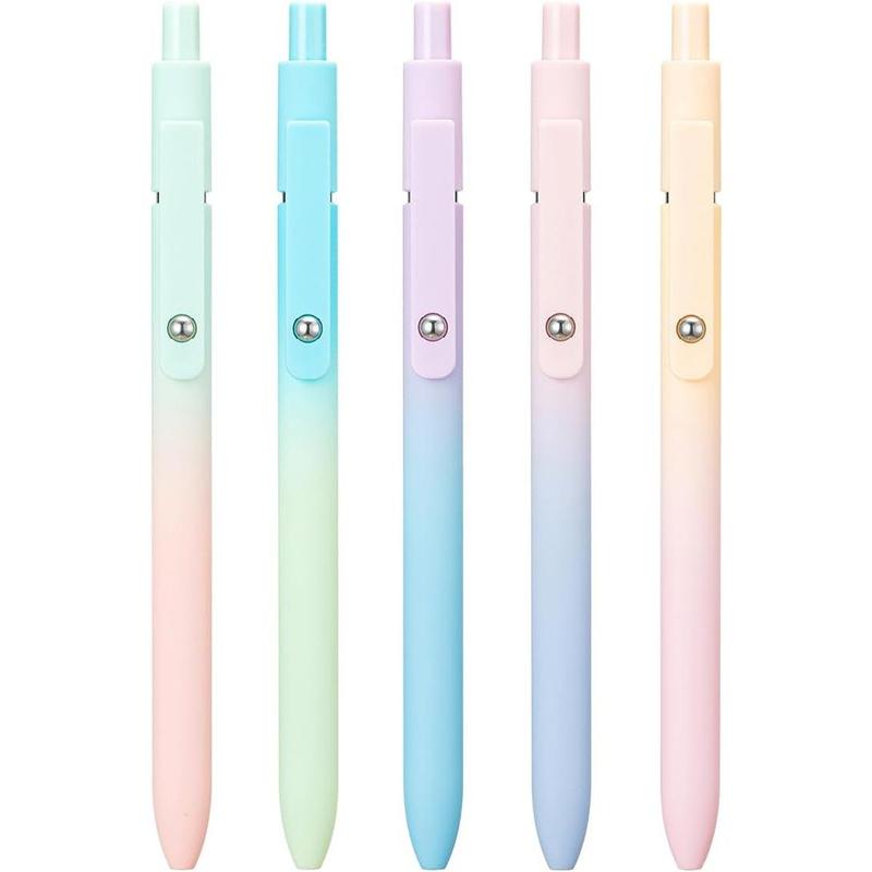 5 count Zennyth Gel Pens Quick Dry Fine Point  Retractable Rolling Ball Black Ink Smooth Writing Pens for School Office (Macarons)