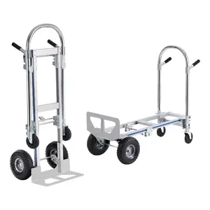 VEVOR 4 in 1 Hand Truck, 1000 lbs Load Capacity for 4 - Wheel Mode, Convertible Hand Truck Dolly with Non - Slip Handle Wheels, Aluminum Alloy Portable Trolley Dolly for Moving Home, Office, WarehouseVEVOR Super Brand Day