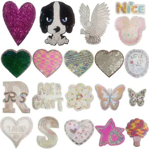 Handmade Embroidered Beaded Patch, Heart Animal Letter Designs, Vibrant Colors, Durable DIY Decoration for Clothing & Bags