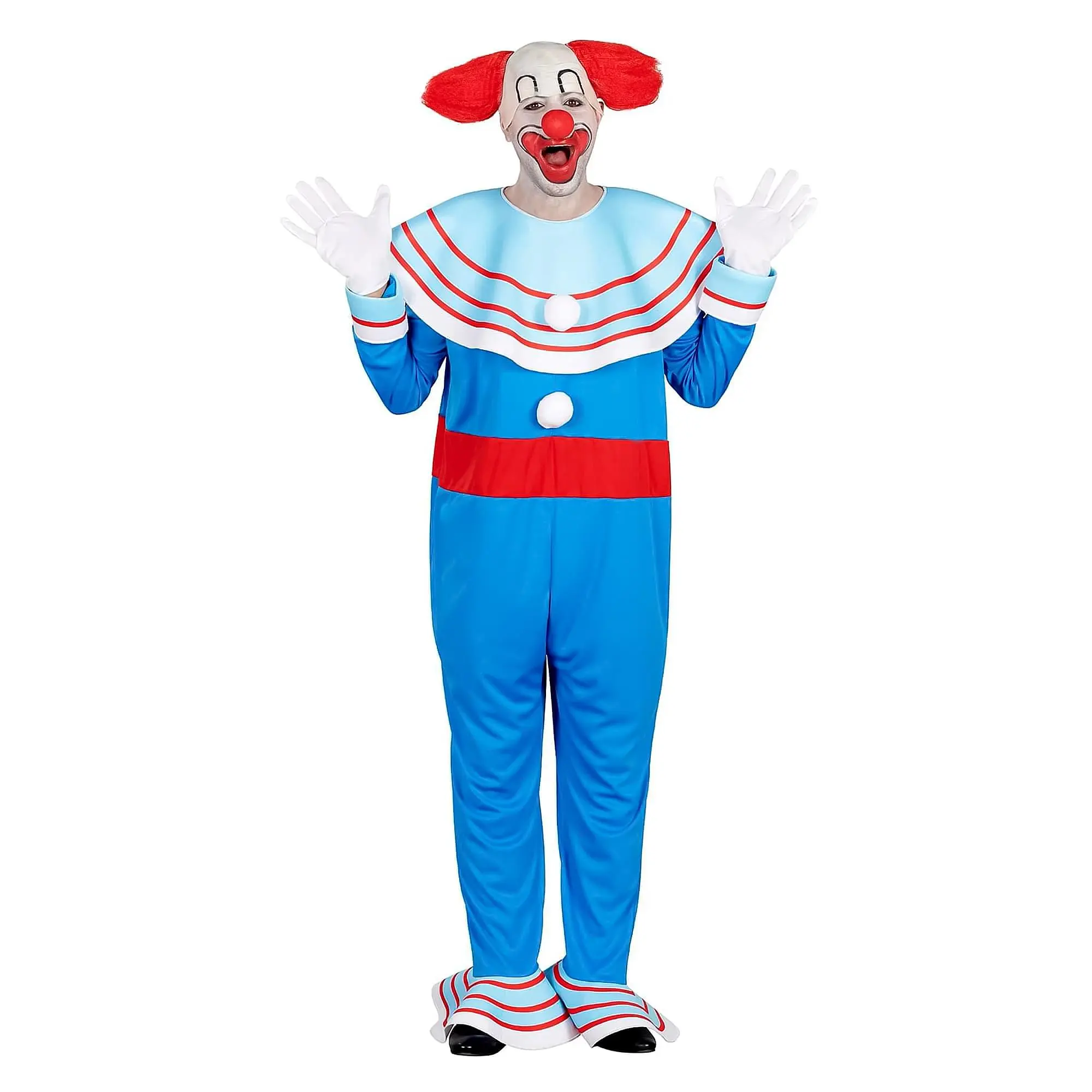 Adult Clown Costume Jumpsuit, Classic Bozo The Clown Fancy Dress Clothes for Men, Funny Menswear Costume Ideas for Parties, Cartoon Character, Funny Occasions, Cosplay Gear