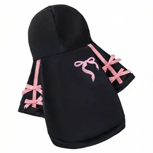 Pet Clothes Dog Cat Hoodie Bow Yorkshire Terrier Maltese Teddy Bichon Bear Pomeranian Bulldog For Daily Use A161