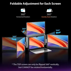 Laptop Screen Extender for Laptop, 15.6" Quad Portable Monitor, 1080P Triple Screen Laptop Monitor Extender, One Cable Connection, Alloy Body, Auto Rotation, for 12–17.3” Laptops, X90G Aluminium Computer Tablet Adjustable Android Adjustable Stand