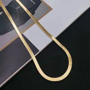 Gold 18 k 18/20/22/24 Inch 4MM Blade ​ Chain Necklaces For Women Men Elegant Luxury Jewelry Accessories Wholesale Jewellery mens  jewelry