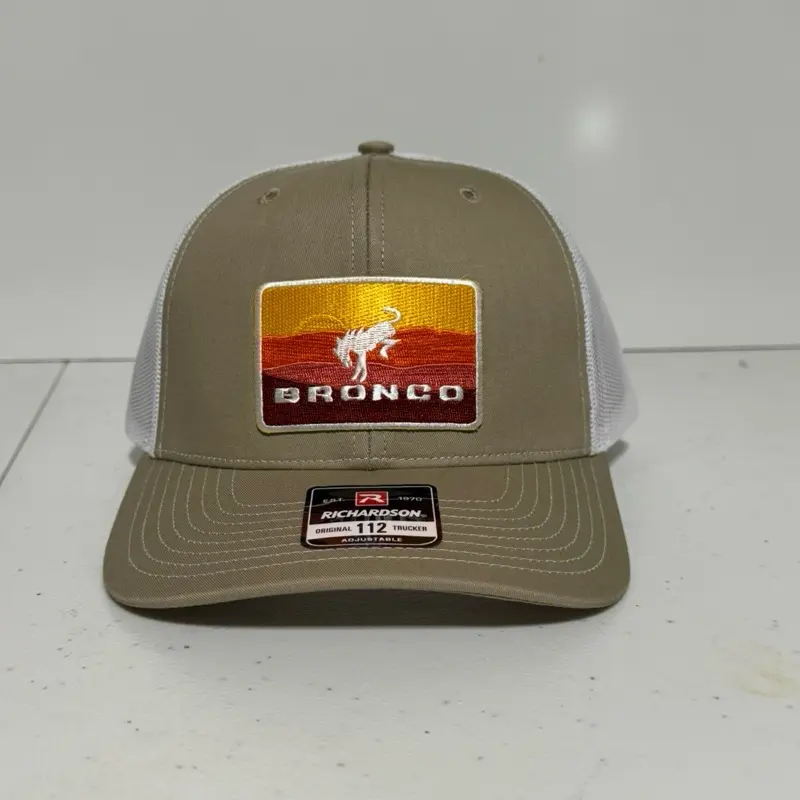 Bronco Logos Embroidered Trucker Baseball Cap - R112 Style Breathable Mesh Back, Adjustable Curved Bill, Solid Casual Outdoor Sports Hat for All Seasons