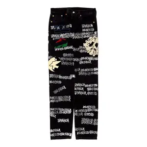 Denim Tears x Stussy x Our Legacy TTL Embroidered Logo Levi’s 501 Jeans Black Multi